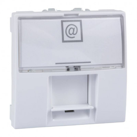 Prise de communication RJ45 Unica téléphone - 2 modules Grade 1 - Blanc