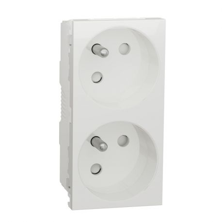 Double prise de courant 2P+T Unica - 45° - 16A - Blanc
