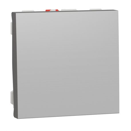 Bouton-poussoir NO Unica - 2 modules - 10A - Alu