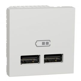 Prise d'alimentation USB Unica - Type A - 2 modules - Blanc