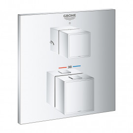 Mitigeur thermostatique Grohtherm Cube Grohe - Chromé - 2 sorties - Gamme Professionnelle