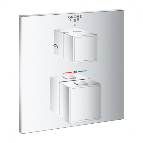Mitigeur thermostatique Grohtherm Cube Grohe - Chromé - 2 sorties - Gamme Professionnelle