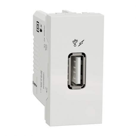 Prise d'alimentation USB Unica - Type A - 1 module - Blanc
