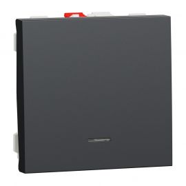 Bouton-poussoir avec voyant NO Unica - 2 modules - 10A - Anthracite