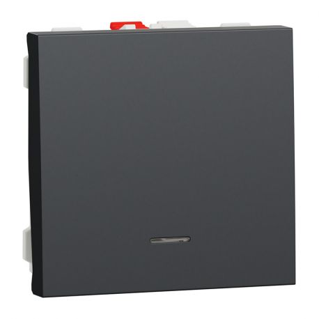 Bouton-poussoir avec voyant NO Unica - 2 modules - 10A - Anthracite