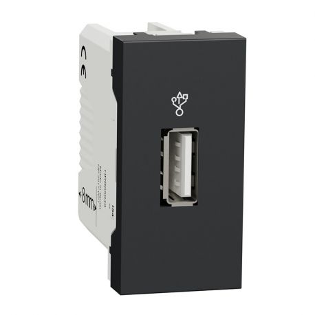 Prise USB 2.0 Unica - 1 module - Anthracite
