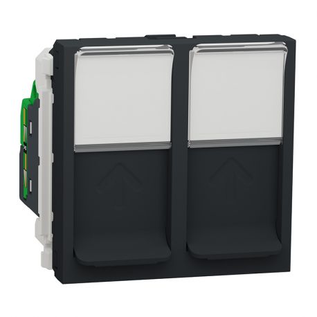 Double prise RJ45 Unica - Cat.6 STP - 2 modules - Anthracite