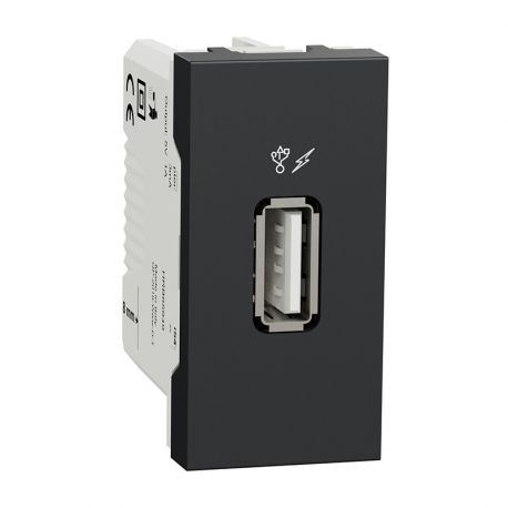 Prise d'alimentation USB Unica - Type A - 1 module - Anthracite