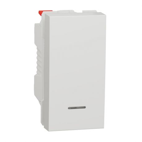 Bouton-poussoir avec voyant NO Unica - 1 module - 10A - Blanc
