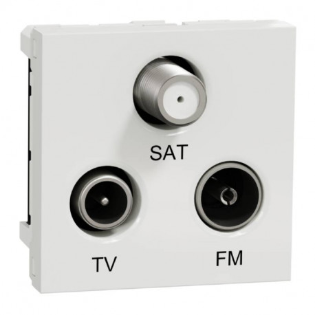 Prise FM/TV/SAT Unica - 2 modules - Blanc