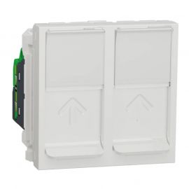 Double prise RJ45 Unica - Cat.5e UTP - 2 modules - Blanc