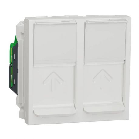 Double prise RJ45 Unica - Cat.5e UTP - 2 modules - Blanc