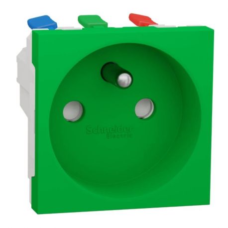 Prise de courant 2P+T Unica - 90° - 16A - Vert