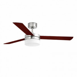 Ventilateur plafonnier Panay M de Faro - 13m² à 17m² - Ø122cm - Nickel/Acajou