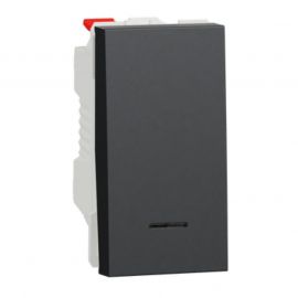Bouton-poussoir avec voyant NO Unica - 1 module - 10A - Antrhacite