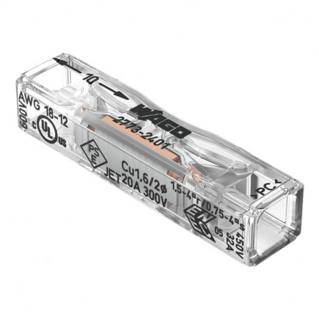 Boite de 100 Bornes de passage à enficher WAGO - 2 conducteurs - 4mm² max
