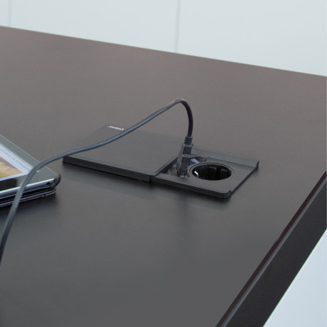 Emuca Multiconnecteur Square 80, Peint en noir, Plastique, 1 ut.
