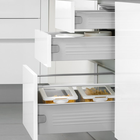 Lot de 10 kits tiroirs  pour cuisine Ultrabox Emuca - H.150mm - P.400 mm - Acier - Gris métallisé