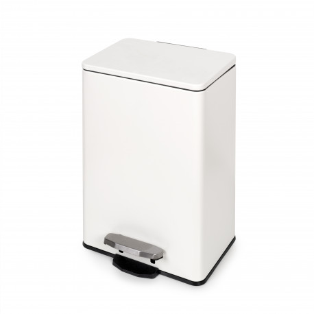Conteneur rectangulaire 12L Emuca - Ouverture à  pédale - Aluminium - Blanc