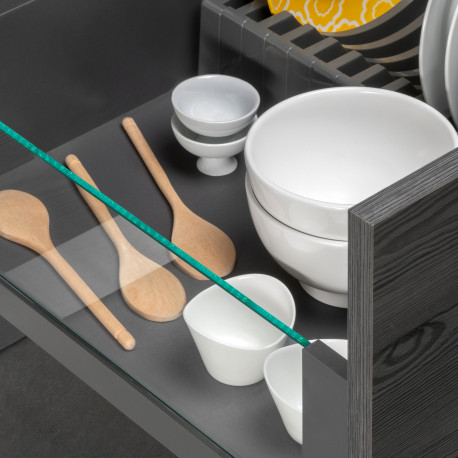Emuca Tiroir exterieur Vertex 40 kg hauteur 178 mm avec cà´tes en verre, 500, Gris anthracite, 1 kit