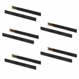Lot de 5 paires de coulisses à billes pour tiroirs Emuca - 45 x 450 mm - Sortie totale et fermeture amortie - Noir