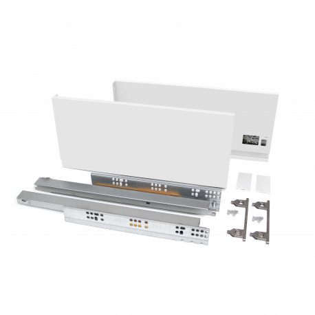 Kit de tiroir pour cuisine et sdb Vertex Emuca - 40kg - H. 178mm - P. 500mm - Acier - Blanc