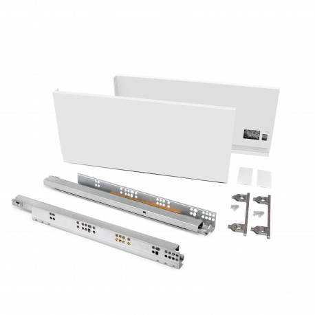 Kit de tiroir pour cuisine et sdb Vertex Emuca - 60kg - H. 178mm - P. 500mm - Acier - Blanc