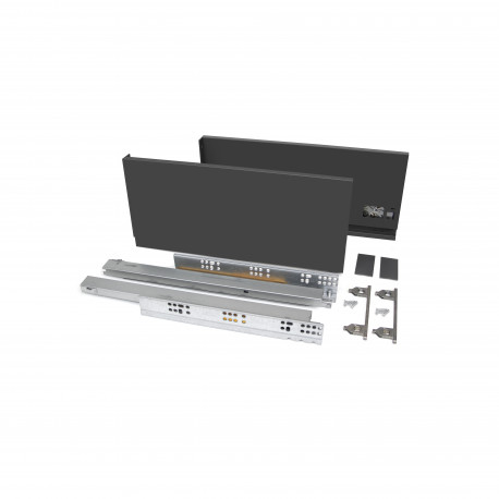 Kit de tiroir pour cuisine et sdb Vertex Emuca - 40kg - H. 178mm - P. 450mm - Acier - Anthracite