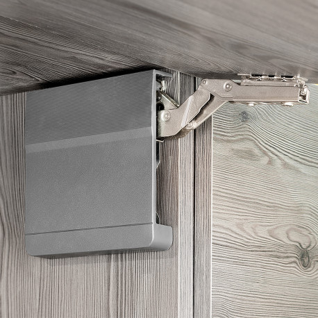 Emuca compas pour portes relevables Agile, 1800 - 3500, Plastique gris antracite, Acier et Plastique, 1 ut.