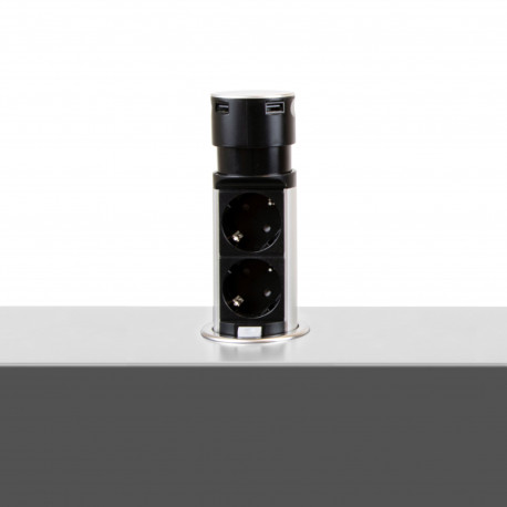 Emuca Multiconnecteur Vertikal Push 60, Acier inoxydable, Acier et Plastique, 1 ut.