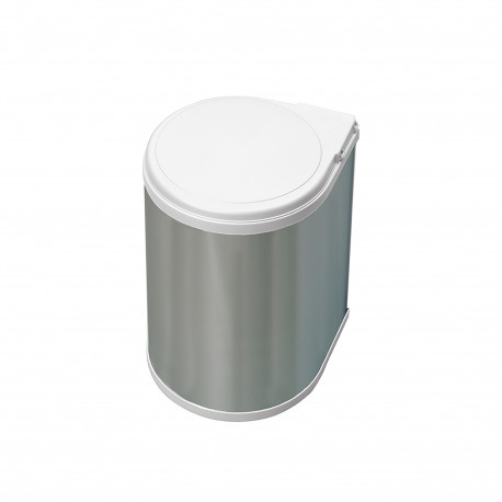 Poubelle de recyclage à  visser sur porte Emuca - 13L - Acier inoxydable et plastique - Gris/Blanc
