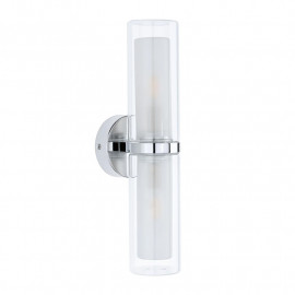 Applique double Luena Paulmann - Sans ampoule - IP44 - E14 - Chromé/verre