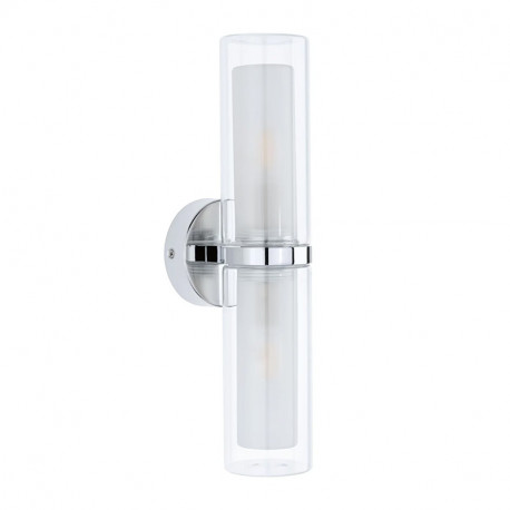 Applique double Luena Paulmann - Sans ampoule - IP44 - E14 - Chromé/verre
