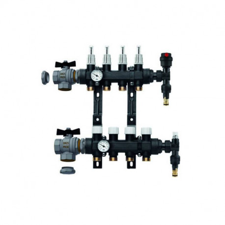 Kit collecteur plancher chauffant Black RBM - 7 Départs - Polymère