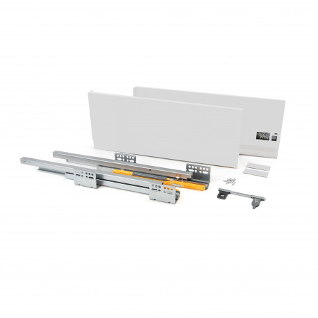 Kit de tiroir pour cuisine et sdb Concept - H. 185mm - P. 400mm - Fermeture amortie - Acier - Blanc
