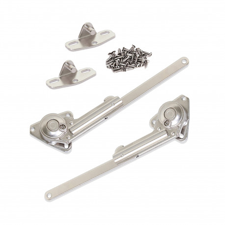 Emuca Jeu de compases pour portes relevables, force 20 - 70 kg x cm, Acier et zamak, Nickele, 1 ut.
