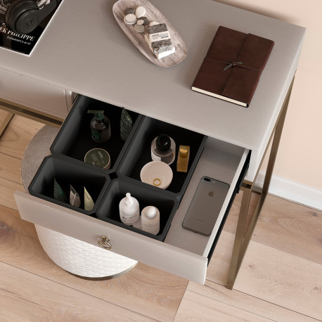 Emuca Cubes organisateurs Tidy de tiroirs de salle de bain, Plastique gris antracite, Plastique, 6 cubes