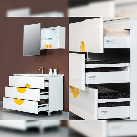 Emuca Kit de tiroir pour cuisine Vantage-Q, hauteur 204mm, prof. 350mm, avec tringles, fermeture amortie, Acier, Blanc, 1 ut.