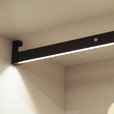 Barre de penderie pour armoire Castor Emuca - Avec LED et détecteur -L. 558mm - Moka