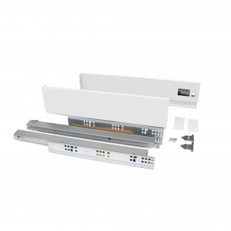Kit de tiroir pour cuisine et sdb Vertex Emuca - 40kg - H. 83mm - P. 500mm - Acier - Blanc