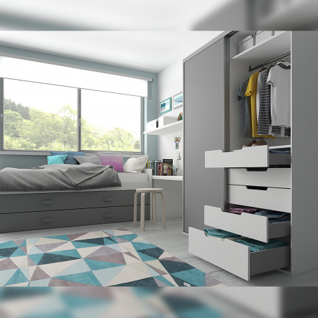 Emuca Tiroir exterieur Concept 30 kg hauteur 185 mm, 350, Gris anthracite, Acier, 1 ut.