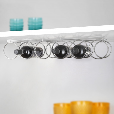 Emuca Porte-bouteille Supra avec 6 trous pour meubles., Chrome, Acier, 1 ut.