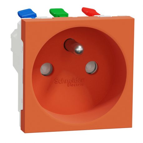Prise de courant 2P+T Unica - 90° - 16A - Orange