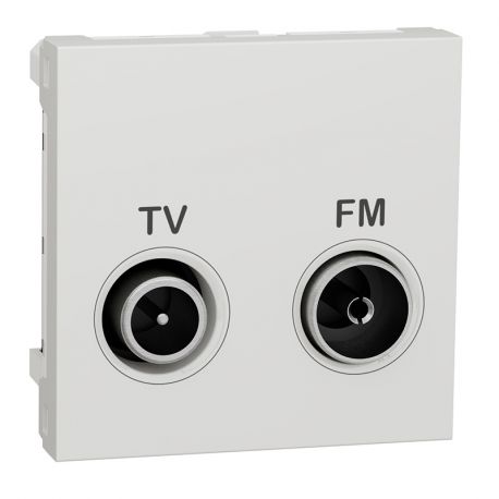 Prise TV/FM Unica - 2 modules - Blanc
