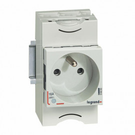 Prise de courant modulaire 10A à 16A 250V~ - 2P+T à éclips et à voyant - 2,5 modules