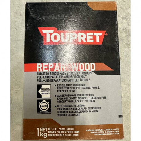 Enduit de rebouchage et de réparation bois Repar' Wood - Poudre marron - 1 kg