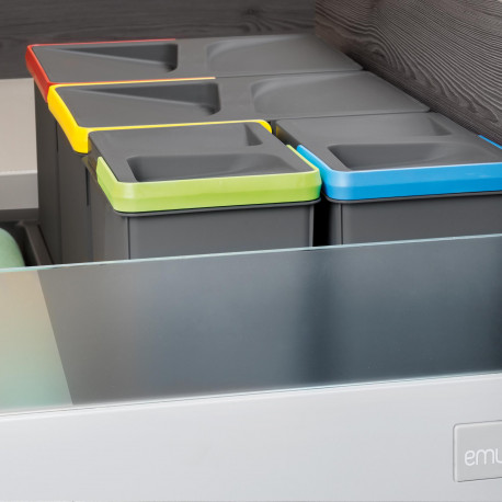 Emuca Poubelles pour tiroir de cuisine Recycle, Hauteur 266, 2x15, Plastique gris antracite, Plastique, 1 ut.