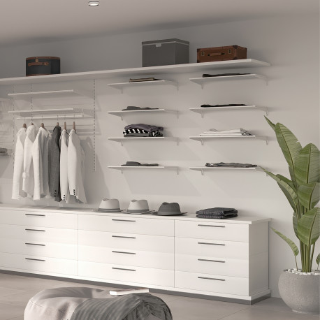 Emuca Plaques de fixation murale et supports d'etageres Jagmet, 280, Peint en blanc, Acier, 1 kit