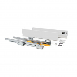 Kit de tiroir pour cuisine et sdb Concept - H. 105mm - P. 400mm - Fermeture amortie - Acier - Blanc