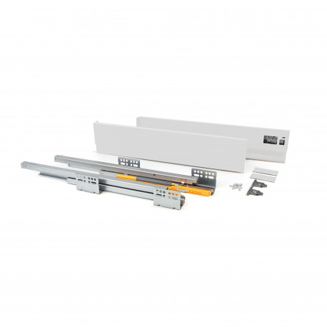 Kit de tiroir pour cuisine et sdb Concept - H. 105mm - P. 400mm - Fermeture amortie - Acier - Blanc